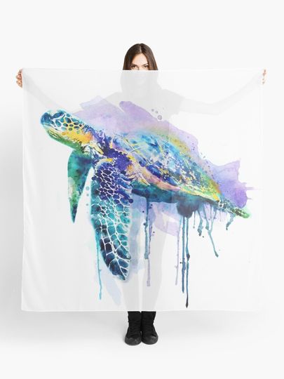 Discover Watercolor Sea Turtle | Scarf