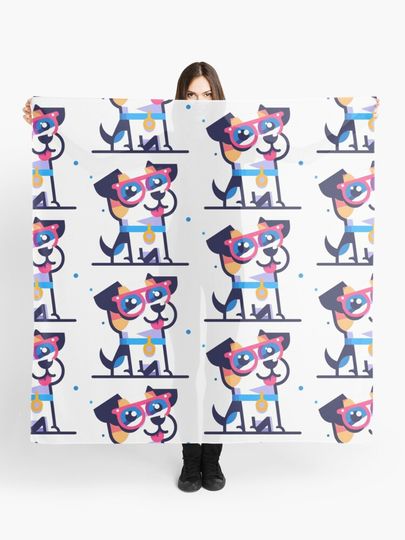 Discover a colorful design with dog design on it | Scarf