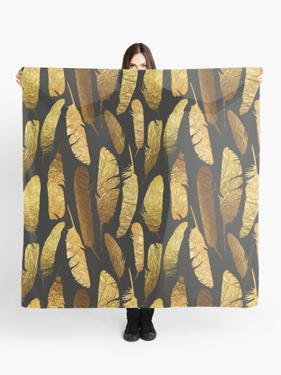 Discover - Golden feathers - | Scarf