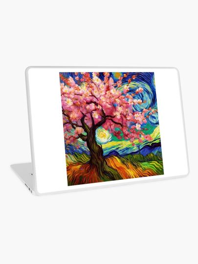 Discover Vibrant Blossoming Tree in Van Gogh Style | Laptop Skin