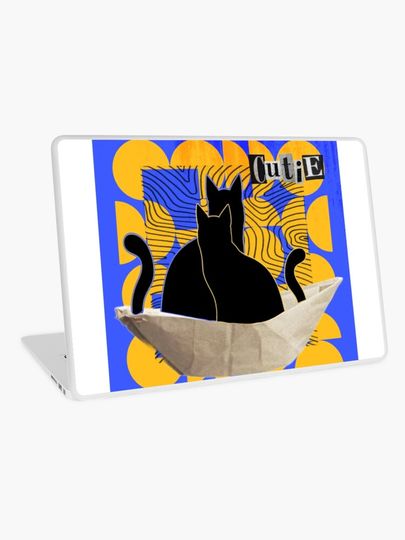 Discover Charming Companions: Whimsical Cat Duo | Laptop Skin