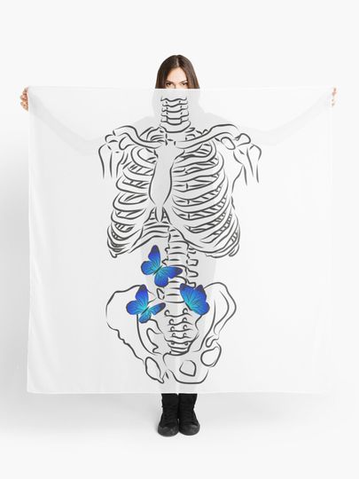 Discover Skeleton With Butterflies In Stomach Anatomy | Scarf