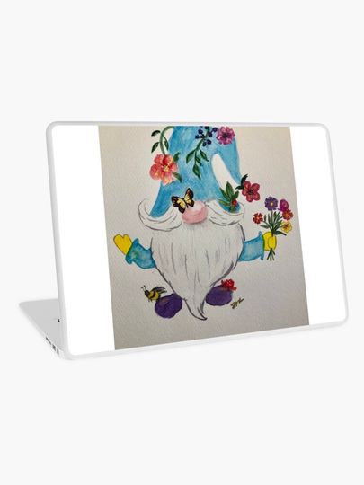 Discover Spring Gnome with flowers and butterflies  | Laptop Skin