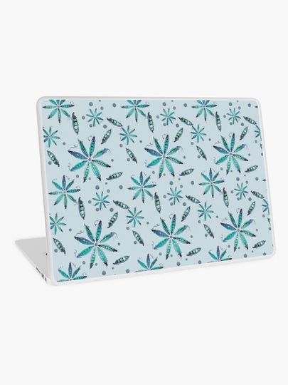 Discover Blue pea mandala - handpainted watercolour peas in pods | Laptop Skin