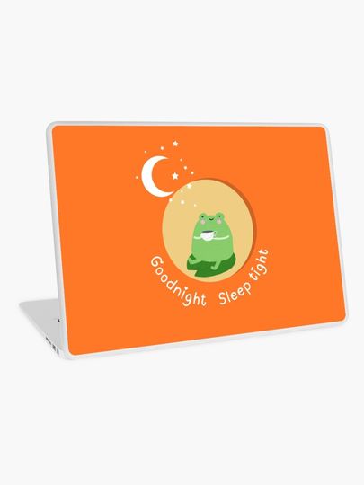 Discover Cute Frog.  Goodnight, Sleep Tight. Orange | Laptop Skin