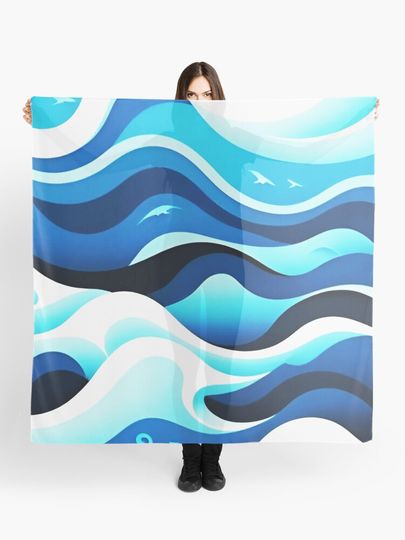 Discover blue wave pattern | Scarf