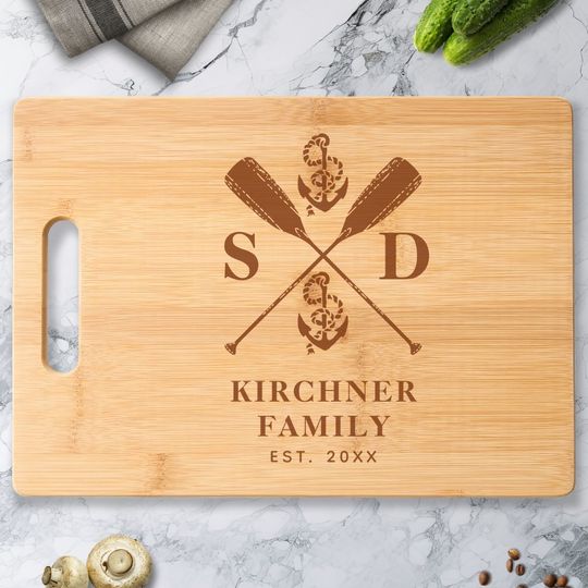Discover Nautical Anchors Boat Oars Family Name Monogram Cutting Board