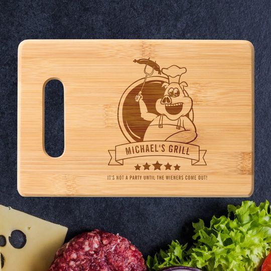 Discover Dad Name Funny Fathers Day Gift for him BBQ Grill  Cutting Board