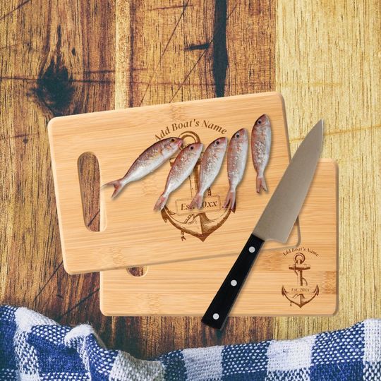 Discover Boat's name nautical anchor est. year Charcuterie Cutting Board