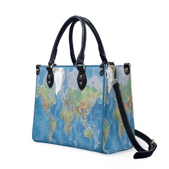 Discover Global Map Leather Bag, Global Map Handbag
