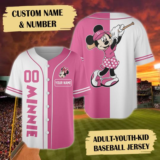 Discover Custom Name And Number Pink Mouse Baseball Jersey