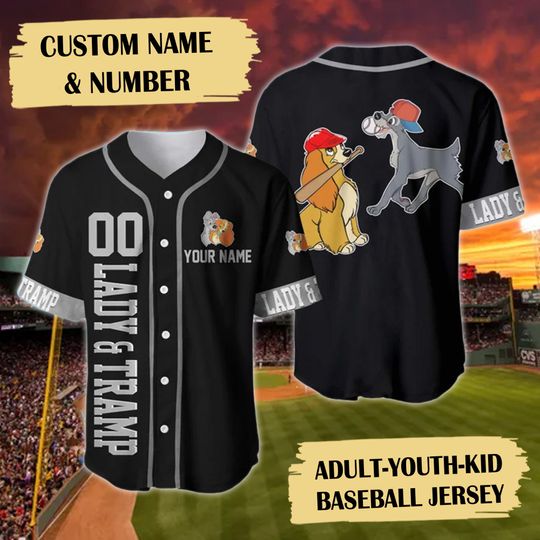 Discover Custom Name & Number Romantic Dog Couple Baseball Jersey