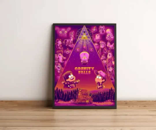 Discover Gravity Falls With Full Characters Purple Color Poster