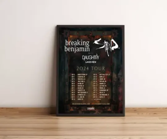 Discover Breaking Benjamin and Staind 2024 Tour Poster
