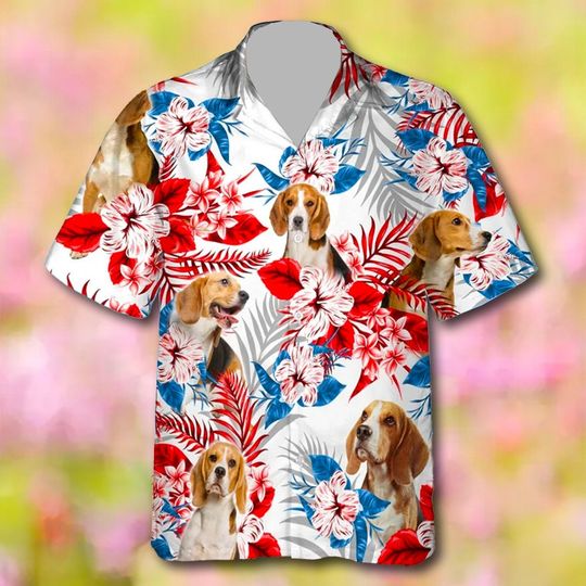 Discover Custom Dog Beagle Hawaiian Shirt - Patriotic Dog Independence Day Gift