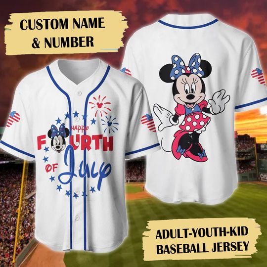 Discover Happy Fourth Of July Baseball Jersey, Animated 4th July Theme Baseball Jersey