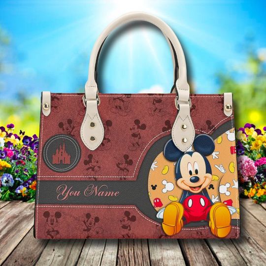 Discover Custom Name Leather Bag, Happy Mouse Bag, Cartoon Leather Bag