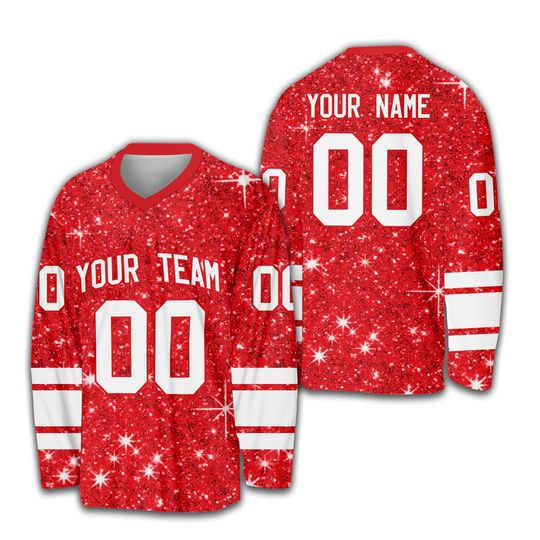 Discover Custom Fraud Glitter Ice Hockey Jersey Personalized Hockey Shirt