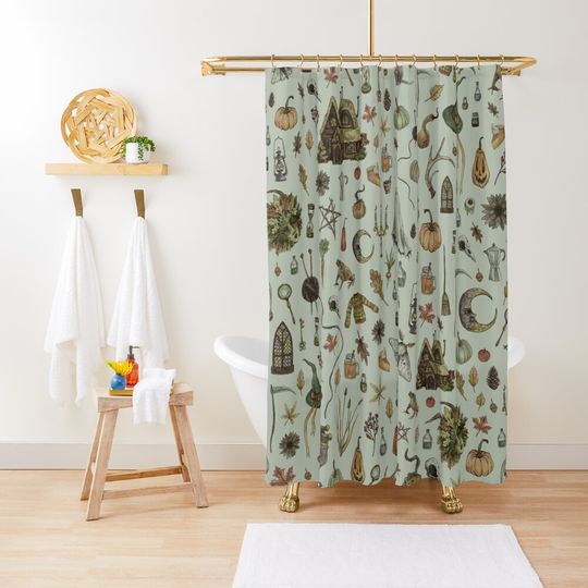 Discover Green Cozy Crone Shower Curtain