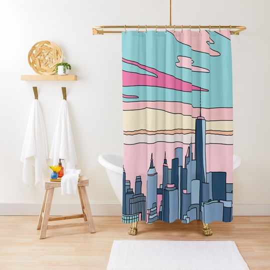 Discover City sunset by Elebea Shower Curtain
