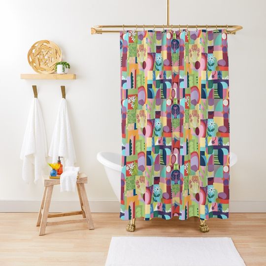 Discover Patchwork With Swirls Shower Curtain