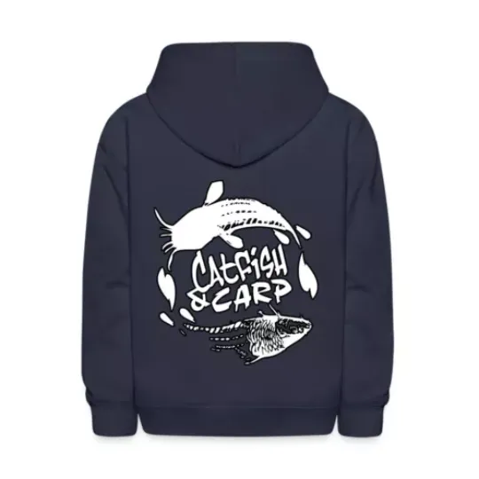 Discover Catfish & Carp Black and White Logo Kids' Hoodie