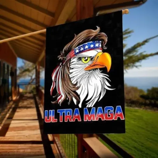 Discover Eagle Ultra MAGA American Anti Biden Pro Trump July 4th HOUSE FLAG