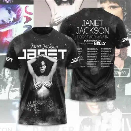 Discover Janet Jackson Together Again Tour 2024 3D Print T-Shirt