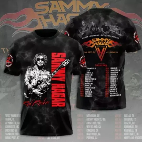 Discover Sammy Hagar Red Rocker The Best Of All World Tour 2024 3D Print T-Shirt
