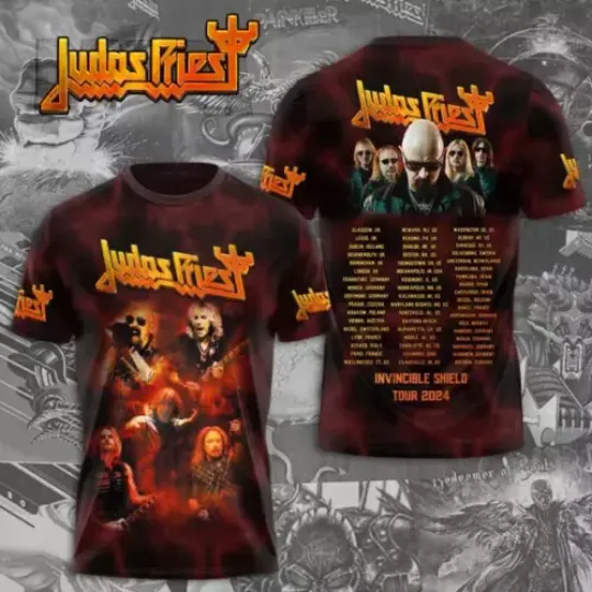 Discover Judas Priest Invincible Shield 2024 Tour Shirt,Judas Priest 3D T-Shirt