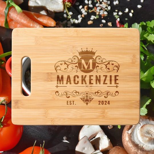 Discover Elegant Royal Crest Sign Cute Monogram Family Name Cutting Board