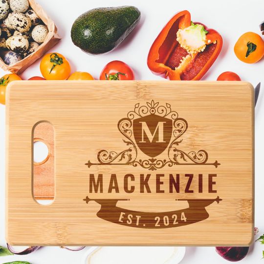 Discover Modern Royal Crest Sign Funny Monogram Family Name Cutting Board