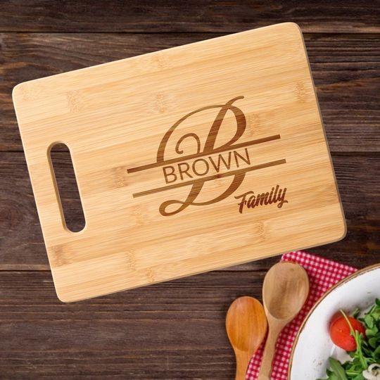 Discover Elegant Script Letter B Monogram Family Name Cutting Board