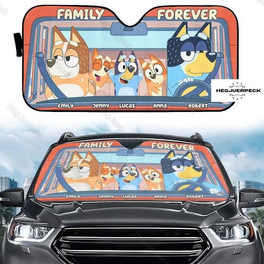 Discover BlueyDad Family Forever Car Sunshade, BlueyDad Auto Sun Shades