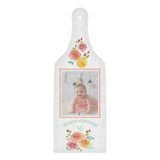 Discover Nana's Kitchen Watercolor Roses Photo Cutting Board