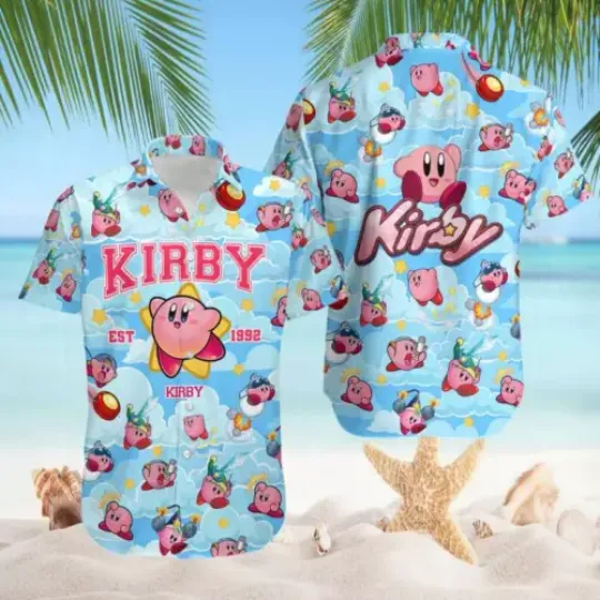Discover Pink Kirby Hawaiian Shirt - Family Friendly Style
