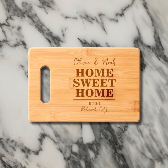 Discover Home Sweet Script Address Cutting Board