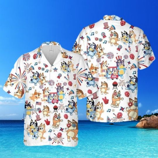 Discover BlueyDad 4th of July Family Hawaiian Shirt