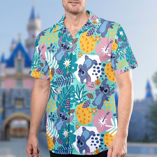 Discover Cute Blue Dog Hawaii Beach Shirt, Series Movie Button Up Shirt