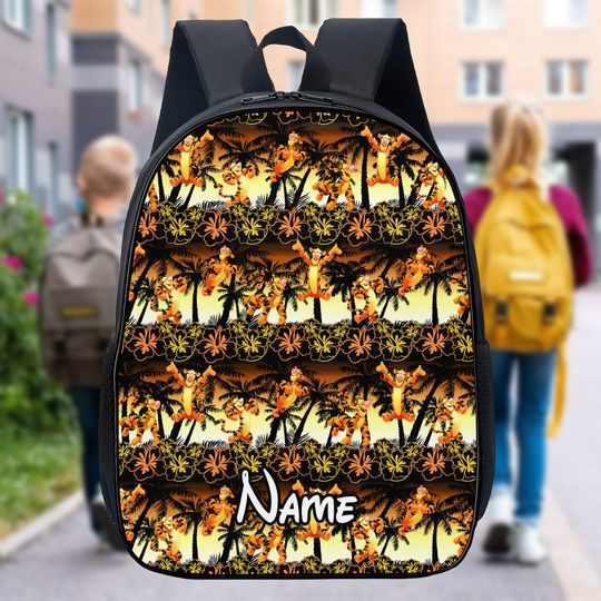Discover Personalize Backpack Tiger Tropical Bag, Tiger Bottle