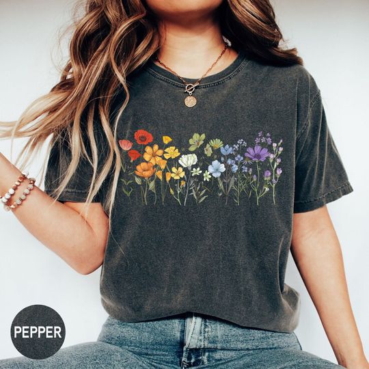 Discover Lgbt Wildflowers Shirt, Gay Flower Rainbow Shirt, Gay Pride Shirt