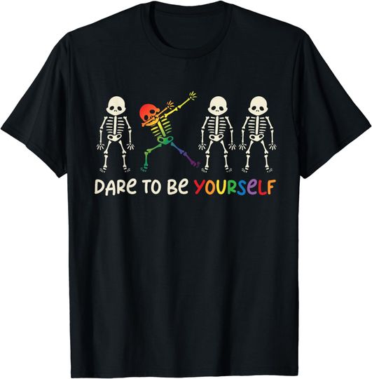 Discover Dare To Be Yourself Cute LGBTQ Rainbow Flag Gay Pride Ally T-Shirt