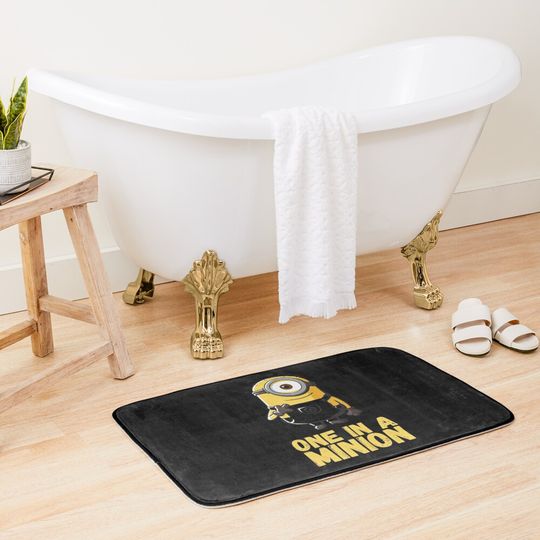 Discover Despicable Me Minions One In A Minion Yellow Text Portrait Bath Mat