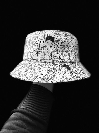 Discover Doodle Cat Bucket Hat, Cute Summer Hat