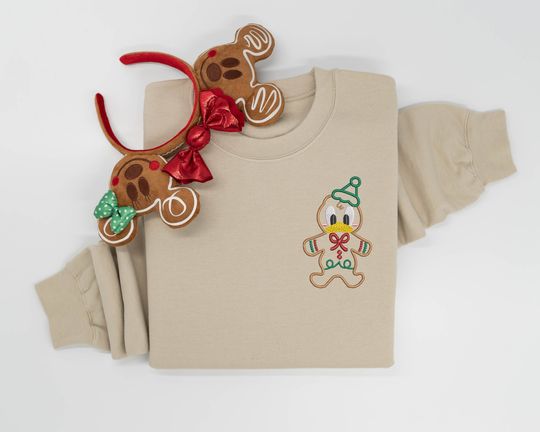 Discover Donald Gingerbread embroidered Crewneck, Donald embroidered sweatshirt