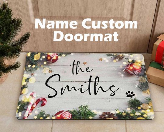 Discover Custom Door Mats for Christmas, Last Name Doormat, Housewarming Gifts, Porch Decor