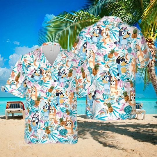 Discover BlueyDad Summer Family Hawaiian Shirt, BlueyDad and Bingo Beach Hawaiian Shirt