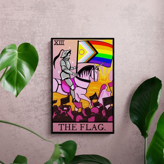 Discover The Flag Tarot card Art print, LGBT Progress pride