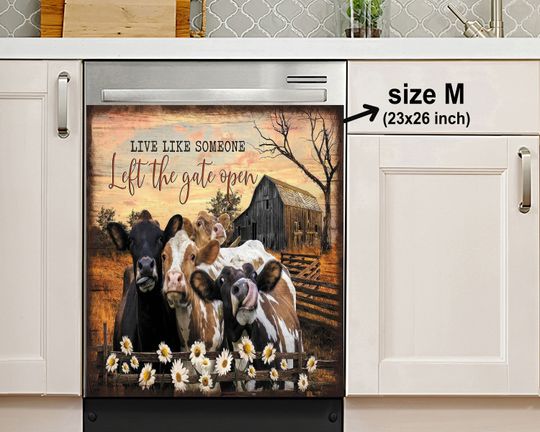 Discover Live Like Someone Left The Gate Open Cow Farmhouse Dishwasher Cover