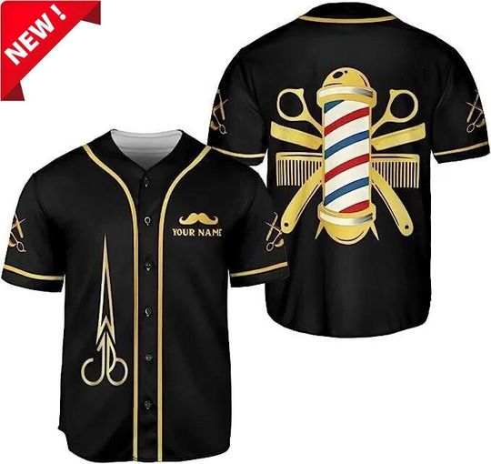 Discover Personalized Baber Shop Baseball Jersey, Hairdresser Baseball Jersey Barber Life